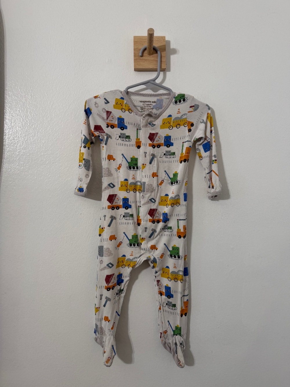 Magnetic Me Footed One Piece Pajama 6-9M Modal Tow Zone Construction Vehicles